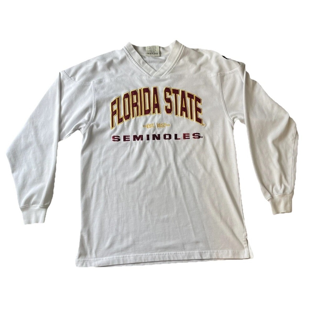 Vintage Lee Florida State Seminoles FSU White Long Sleeve Shirt Embroidered Med